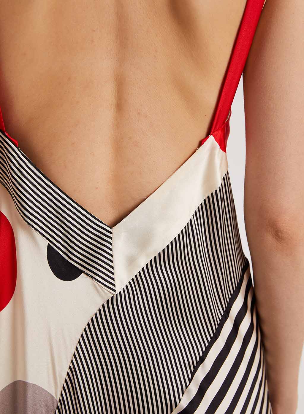 Summer Color-Block Polka Dot & Stripe Slip Dress
