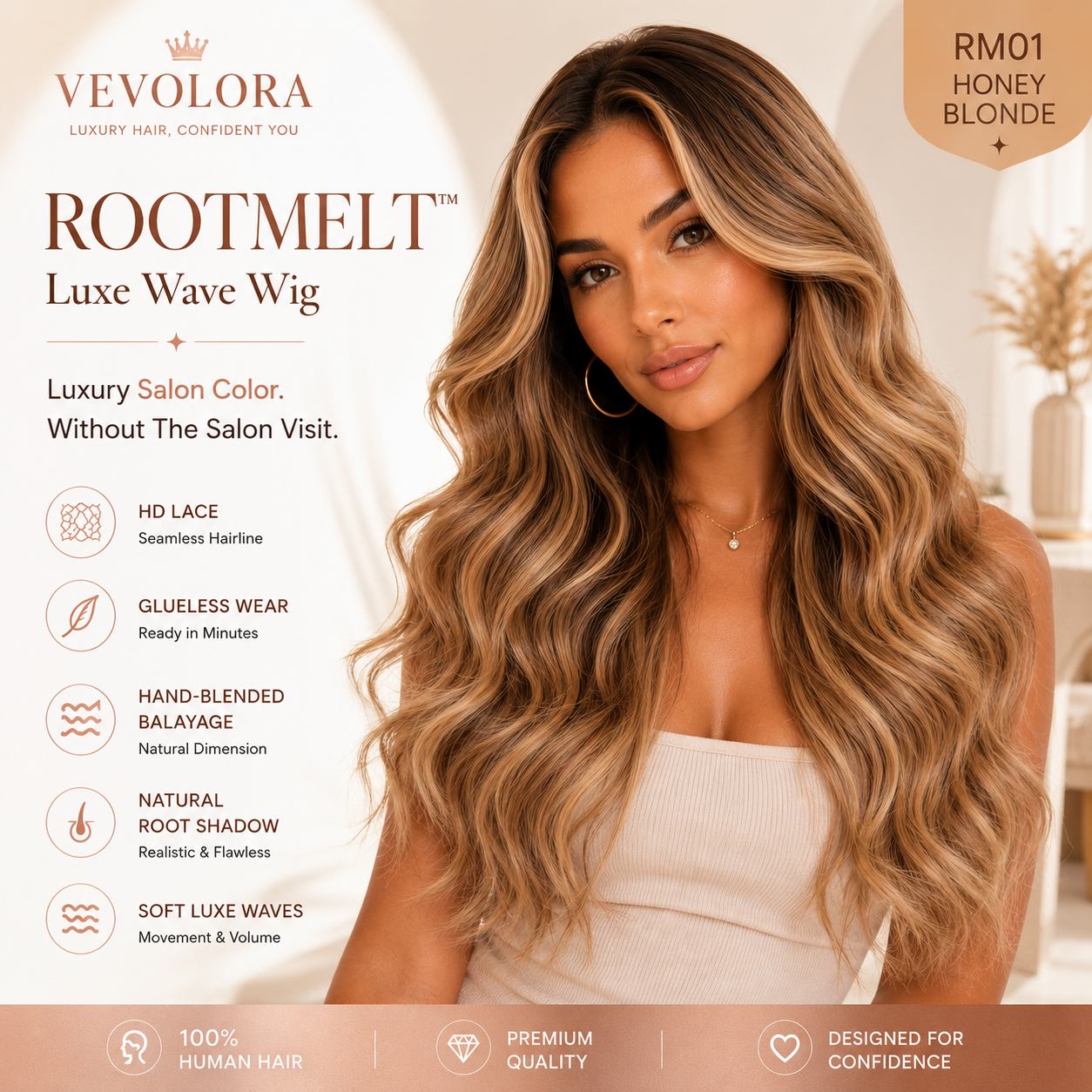 VEVOLORA ROOTMELT™ Luxe Wave Wig